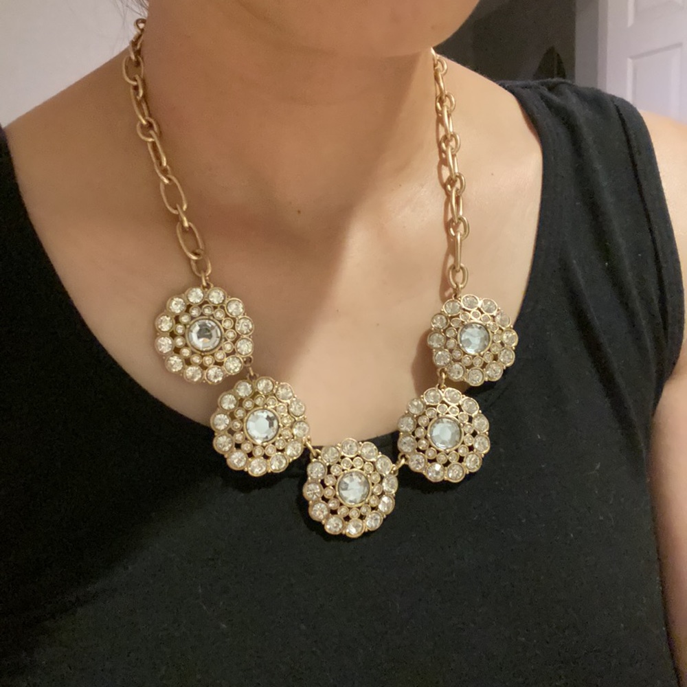 J.crew Layered circle Crystal Statement necklace